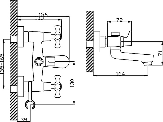 Смеситель Rossinka H H02-83 для ванны с душем