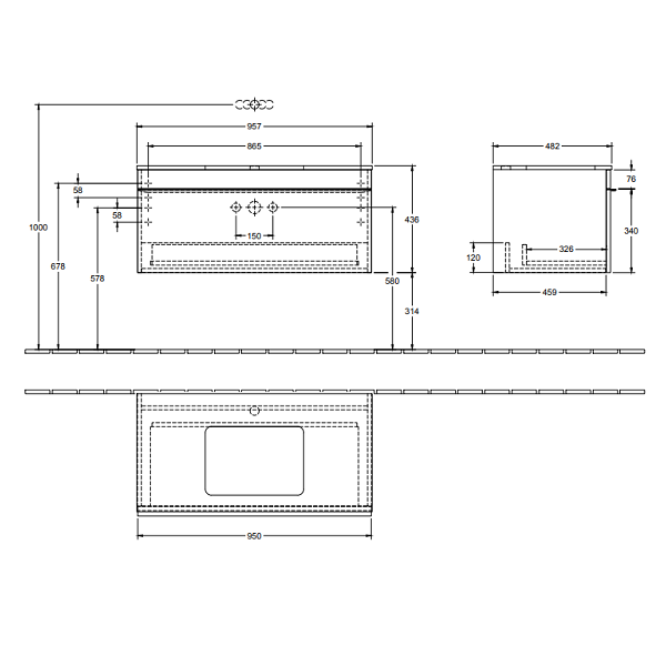 Тумба под раковину Villeroy&Boch Venticello  цвет-белый глянцевый A94601DH hog2