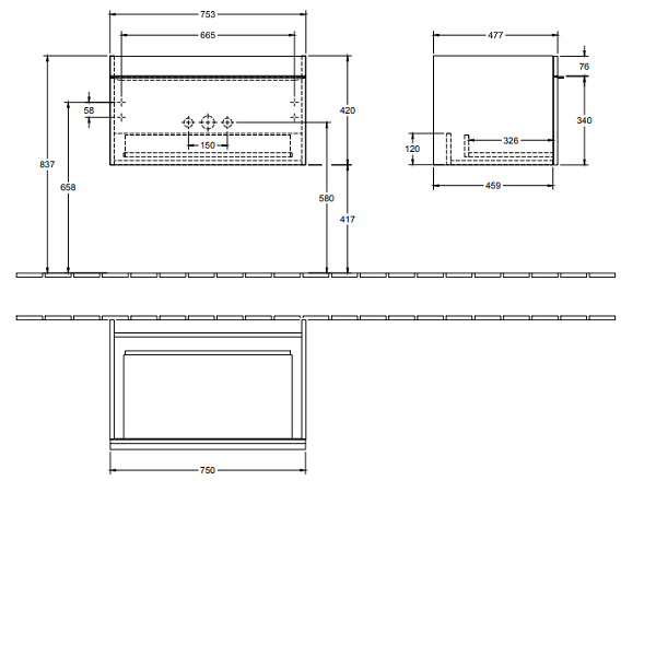 Тумба под раковину Villeroy&Boch Venticello  цвет-серый глянцевый A93401RA hog2