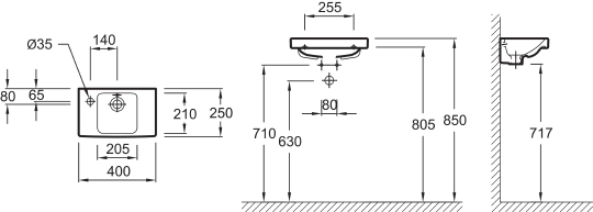 Рукомойник Jacob Delafon Odeon Up E4759G 40 см