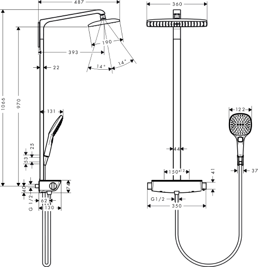 Душевая стойка Hansgrohe Raindance Select E 360 27112400 Showerpipe