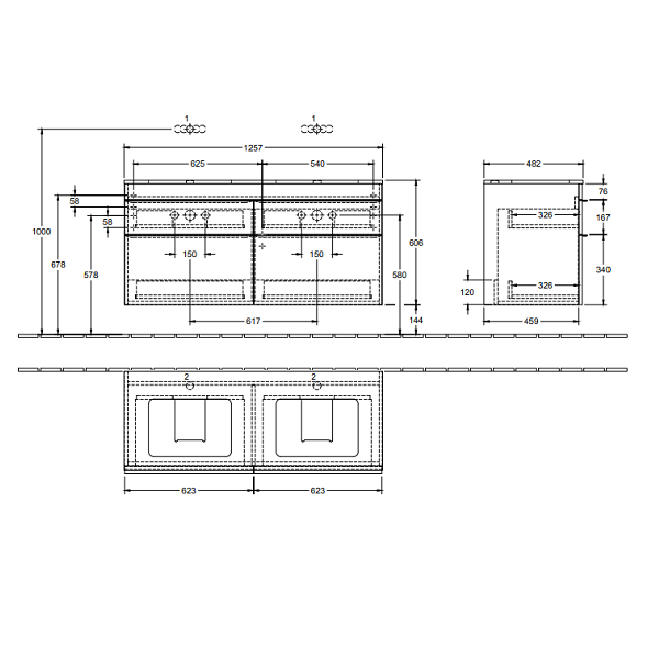 Тумба под раковину Villeroy&Boch Venticello  цвет-белый глянцевый A94401DH hog2