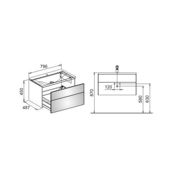 Тумба под раковину Keuco Royal Reflex  цвет-белый глянцевый 34060210000 hog2