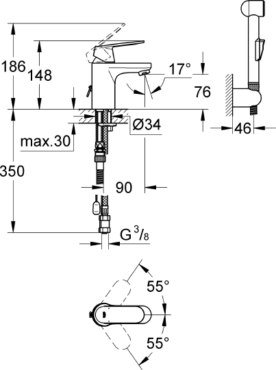 Смеситель Grohe Eurosmart Cosmopolitan 23125000 для раковины