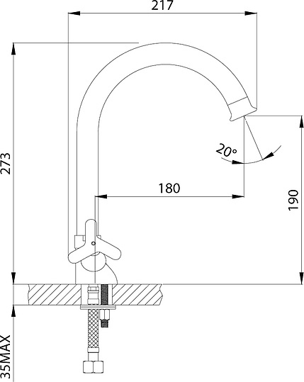 Смеситель Rossinka RS40-72 для кухонной мойки