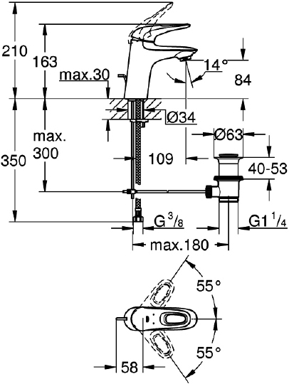 Смеситель Grohe Eurostyle 23564003 для раковины