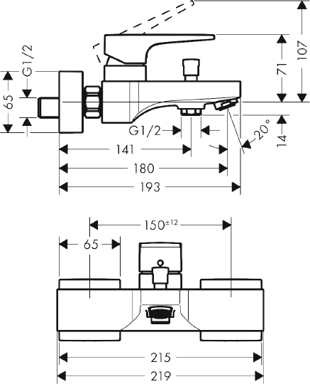Смеситель Hansgrohe Metropol 32540140 для ванны с душем
