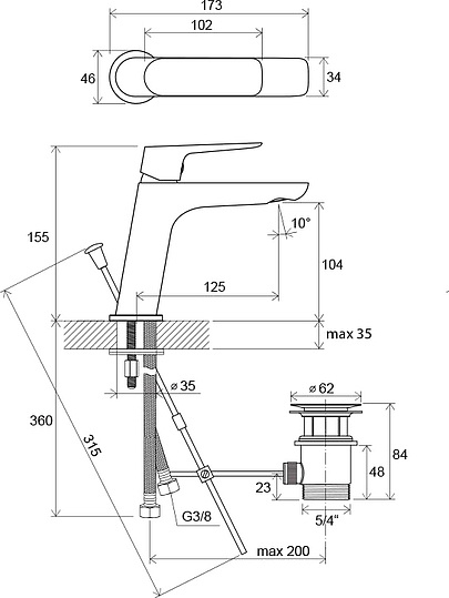 Смеситель Ravak Classic CL 011.00 для раковины X070081