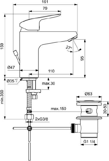 Смеситель Ideal Standard Ceraflex B1712AA для раковины