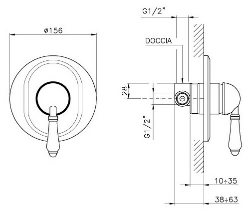 Смеситель для душа Nicolazzi P.M.Blanc  3406 BZ 76 hog