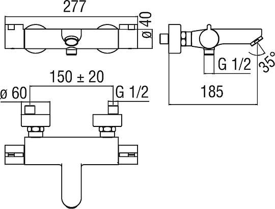 Термостат Nobili ABC AB87010/1CR для ванны с душем