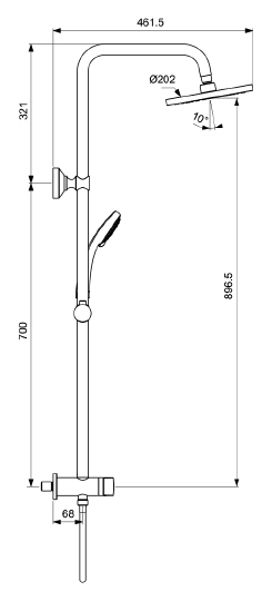 Душевая стойка Vidima Balance BA273AA для встраиваемых смесителей