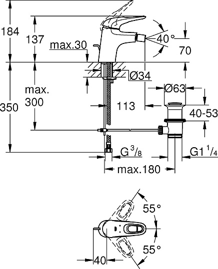 Смеситель Grohe Eurostyle New 33565003 для биде Смеситель Grohe Eurostyle New 33565003 для биде