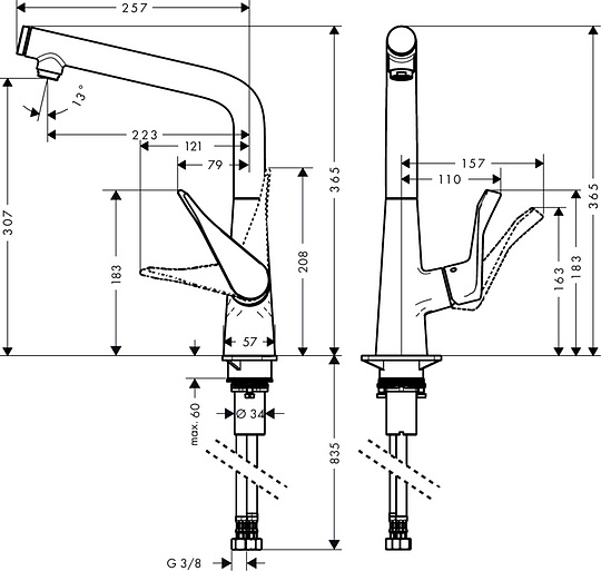 Смеситель для кухни Hansgrohe Metris Select  14883800 hog1