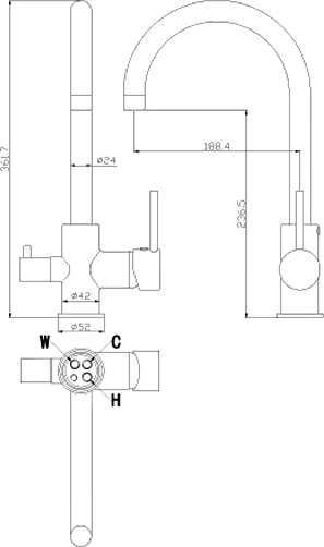 Смеситель Rossinka Z Z35-28 для кухонной мойки, хром