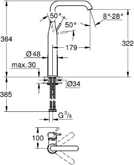 Смеситель Grohe Essence New 32901GN1 для раковины