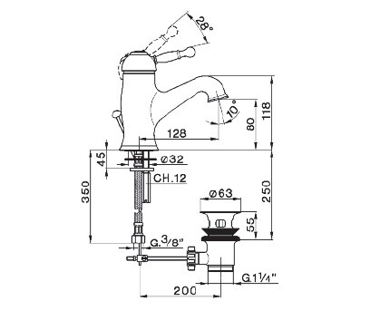 Смеситель для раковины Cisal Arcana Royal AY 00051 0 24 hog