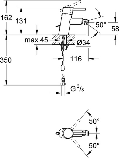 Смеситель Grohe Concetto 32209001 для биде Смеситель Grohe Concetto 32209001 для биде