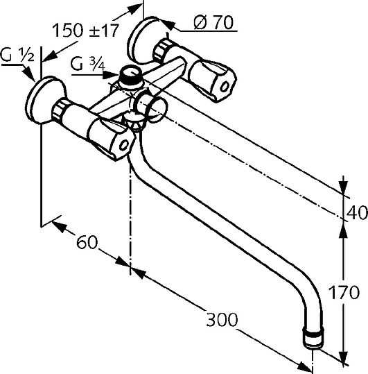 Смеситель Kludi Standart 251230515 универсальный