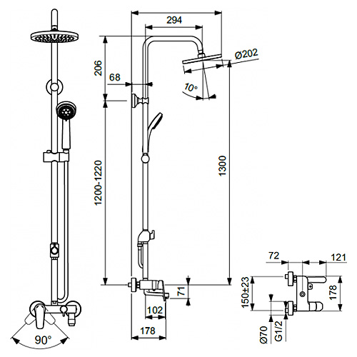 Душевая стойка Vidima Balance BA270AA