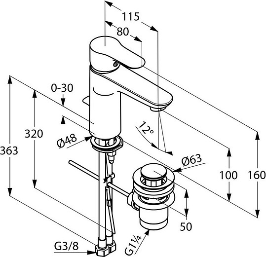 Смеситель Kludi Objekta 322600575 для раковины