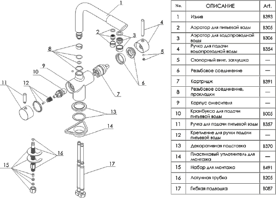 Смеситель Wasserkraft A8027 для кухонной мойки, матовый хром