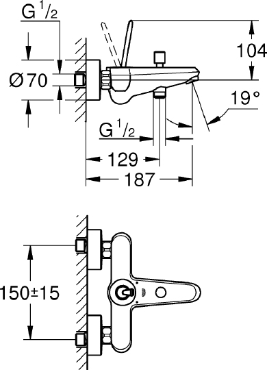 Смеситель Grohe Eurodisc joy 23431000 для ванны с душем