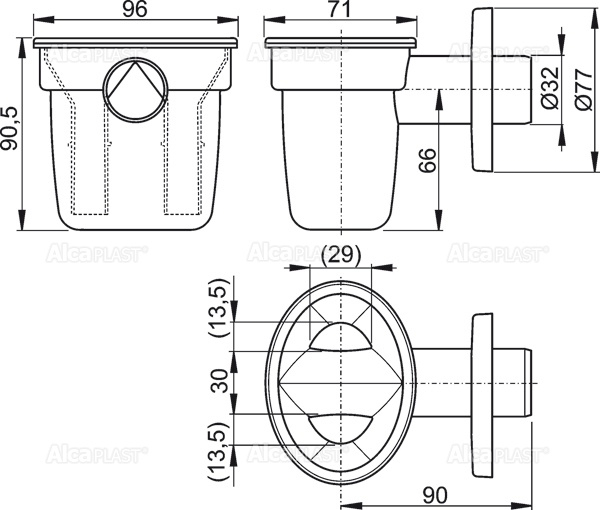 Воронка с сифоном для сбора конденсата AlcaPlast AKS1
