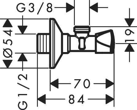 Вентиль Hansgrohe Metropol E 1/2" / 3/8" угловой цвет-хром 13902000