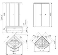 Душевой угол 90 (высокий поддон), стеклянные шторки (прозрачные) 1-03-1-0-0-0020