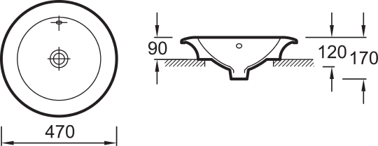 Рукомойник Jacob Delafon Ronde E1183 47 см