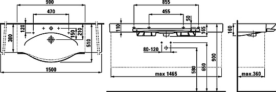 Раковина Laufen Palace 8.1270.6.000.104.1 с полотенцедержателем