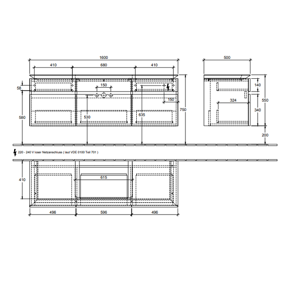 Тумба под раковину Villeroy&Boch Legato  цвет-дуб сантана B70100E1 hog2