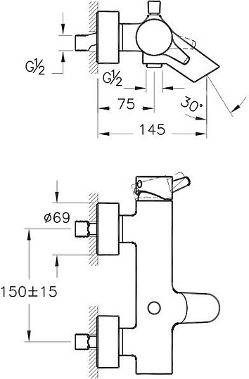 Смеситель VitrA Nest A42242EXP для ванны с душем