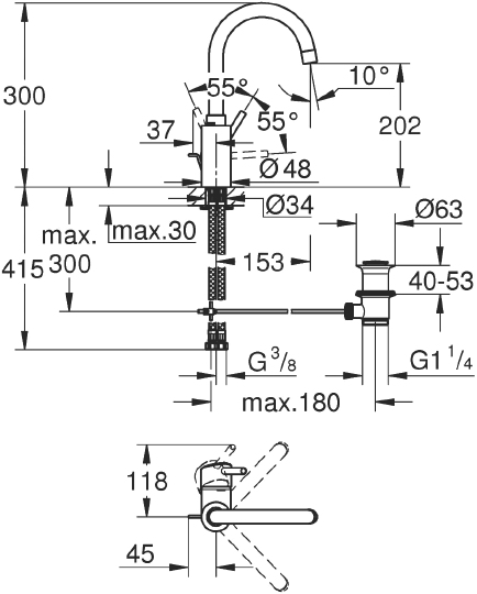 Смеситель Grohe Concetto 32629002 для раковины