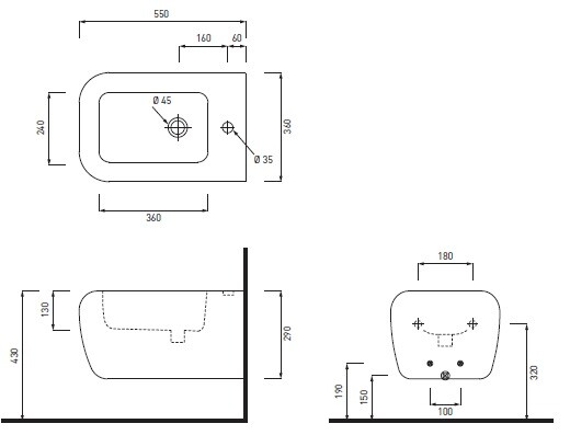 Биде CIELO Shui цвет-белый глянцевый (Glossy White, Bianco lucido) SHBSB