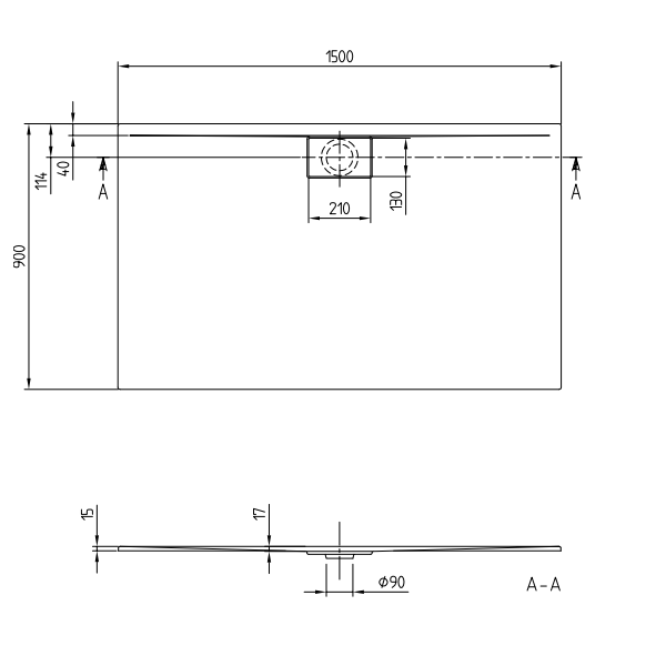 Душевой поддон Villeroy&Boch Architectura Metalrim  цвет-альпийский белый UDA1590ARA215GV-01 pod1
