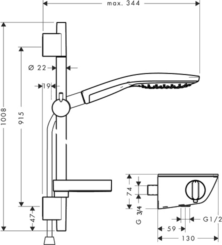 Душевой комплект Hansgrohe Ecostat\Raindance Select S 150 27037000 Душевой комплект Hansgrohe Ecostat\Raindance Select S 150 27037000