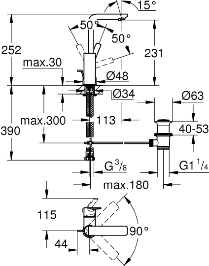 Смеситель Grohe Lineare New 23296001 для раковины