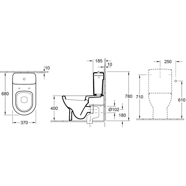Сливной бачок Villeroy&Boch Subway  материал-керамика, цвет-альпийский белый (белый Alpin) 77231101