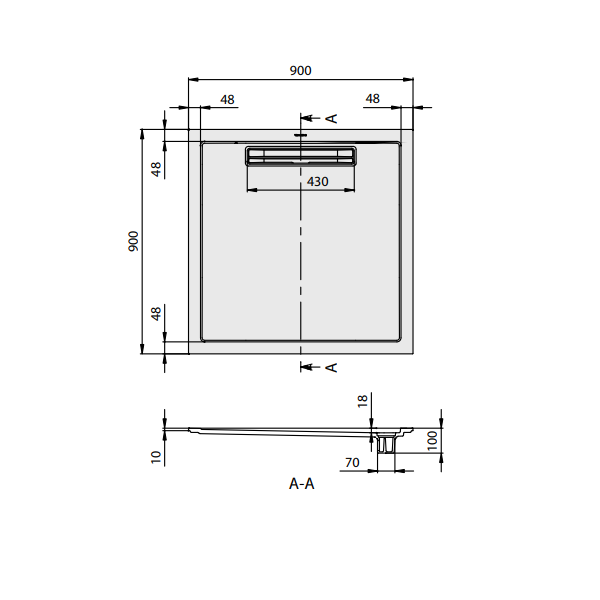 Душевой поддон Villeroy&Boch Squaro  цвет-Cream UDQ0910SQR1V-2S pod1