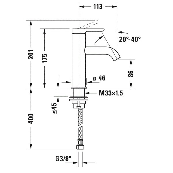 Смеситель для раковины Duravit C.1  C11020 0020 10 hog