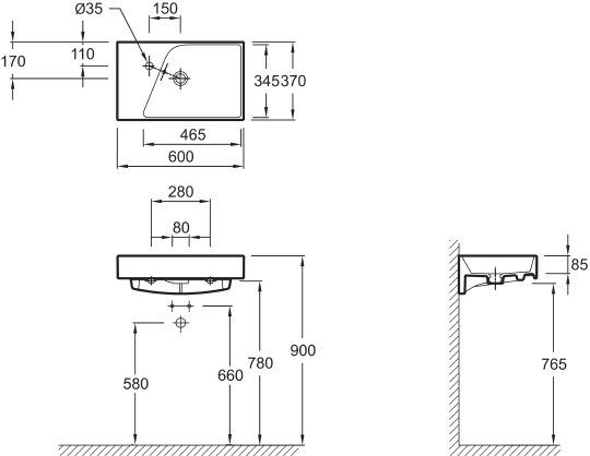 Раковина Jacob Delafon Rythmik 60 см EXR112-Z-00